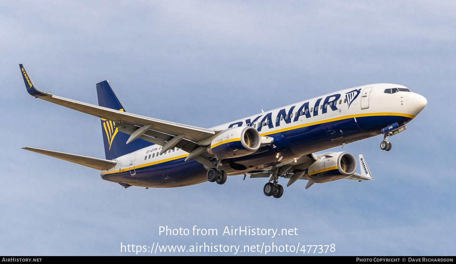 Aircraft Photo of EI-DYN | Boeing 737-8AS | Ryanair | AirHistory.net #477378