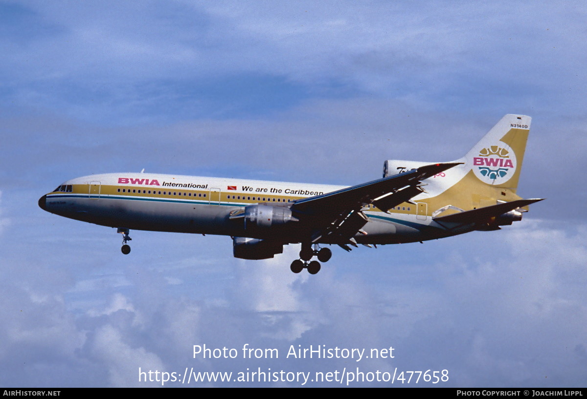 Aircraft Photo of N3140D | Lockheed L-1011-385-3 TriStar 500 | BWIA International | AirHistory.net #477658