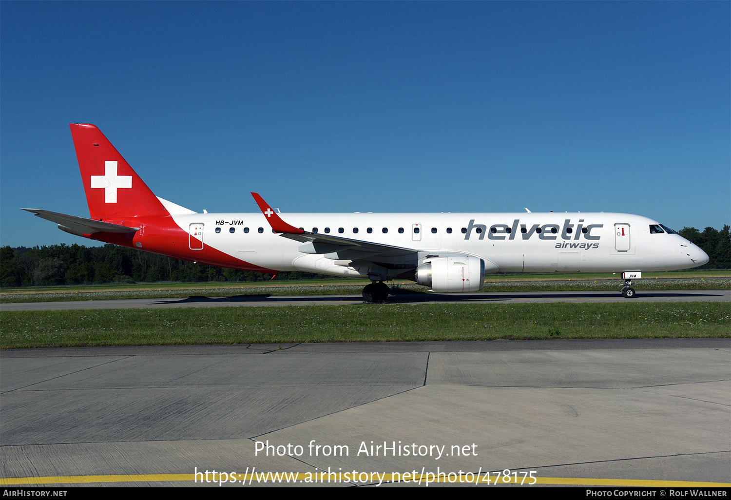 Aircraft Photo of HB-JVM | Embraer 190LR (ERJ-190-100LR) | Helvetic Airways | AirHistory.net #478175