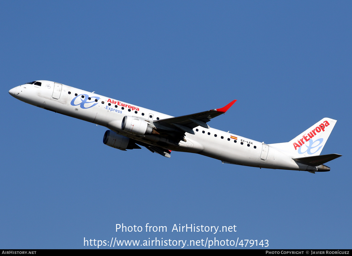 Aircraft Photo of EC-LEK | Embraer 195LR (ERJ-190-200LR) | Air Europa Express | AirHistory.net #479143