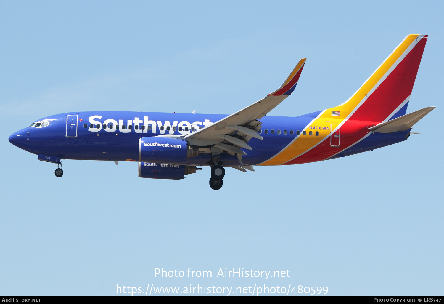 Aircraft Photo of N406WN | Boeing 737-7H4 | Southwest Airlines | AirHistory.net #480599