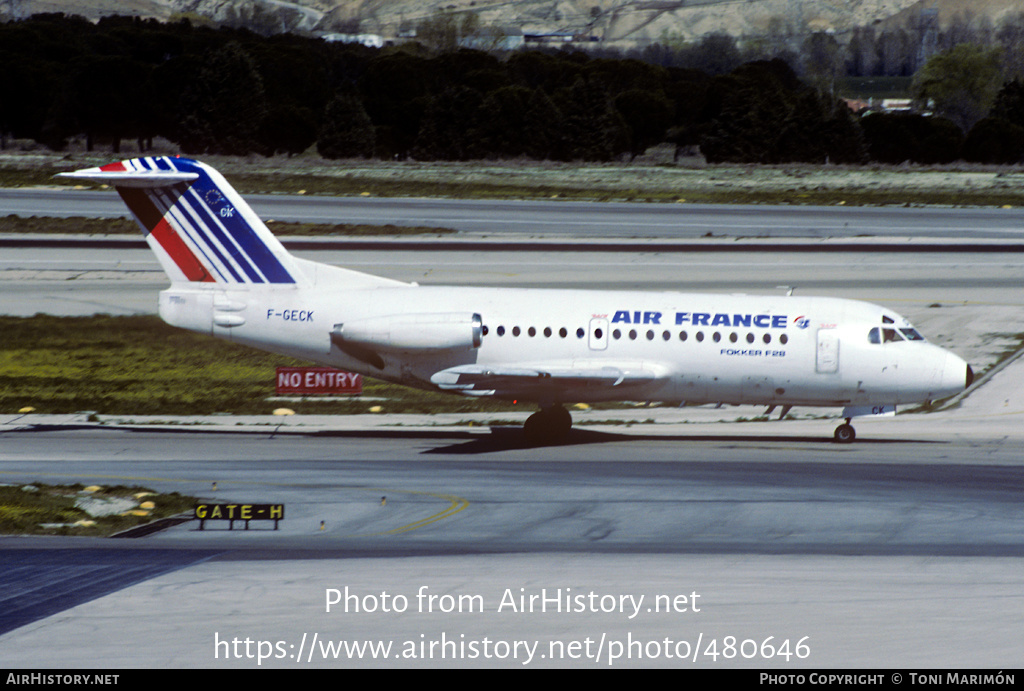 Aircraft Photo of F-GECK | Fokker F28-1000 Fellowship | Air France | AirHistory.net #480646