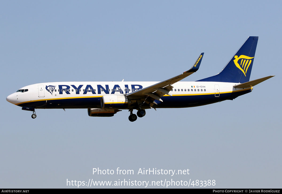 Aircraft Photo of EI-EVH | Boeing 737-8AS | Ryanair | AirHistory.net #483388