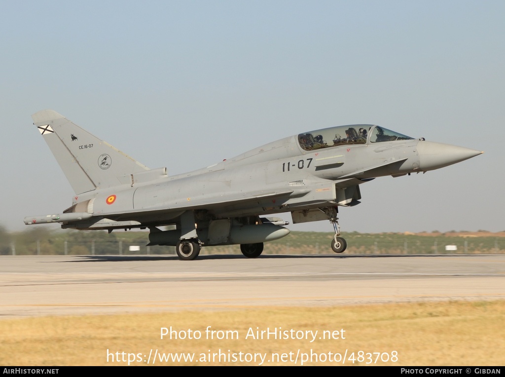 Aircraft Photo of CE.16-07 | Eurofighter EF-2000 Typhoon T | Spain - Air Force | AirHistory.net #483708