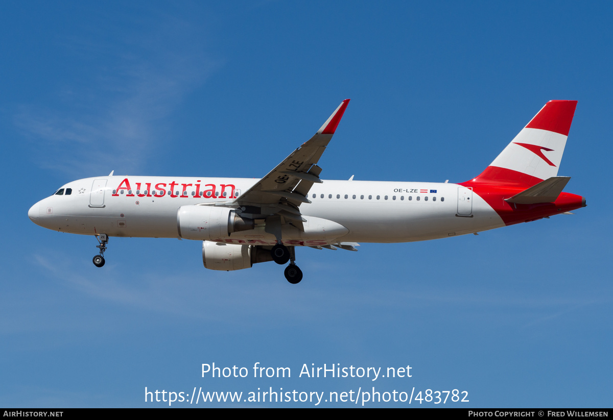 Aircraft Photo of OE-LZE | Airbus A320-214 | Austrian Airlines | AirHistory.net #483782