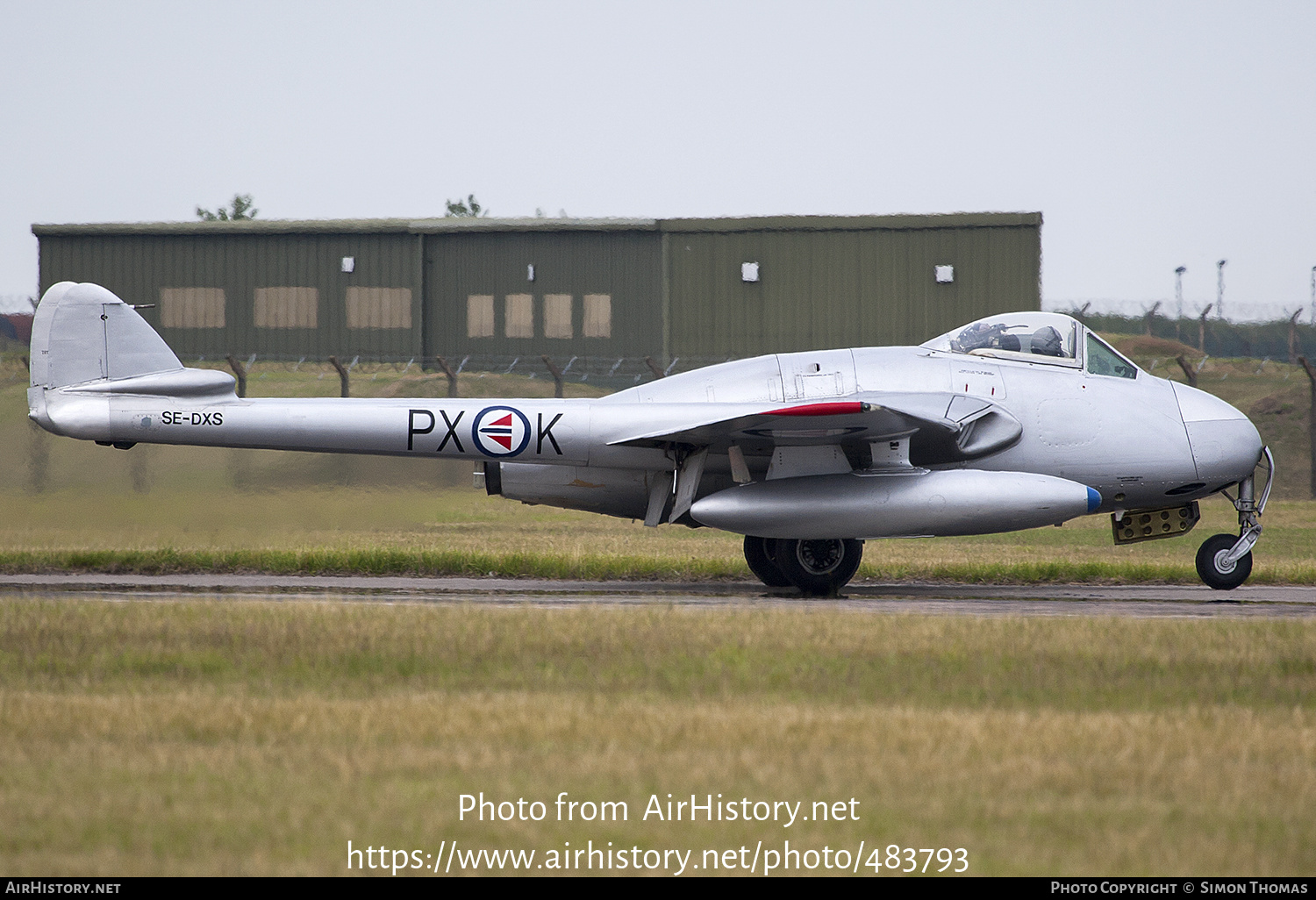 Aircraft Photo of SE-DXS | De Havilland D.H. 100 Vampire FB6 | Norway - Air Force | AirHistory.net #483793