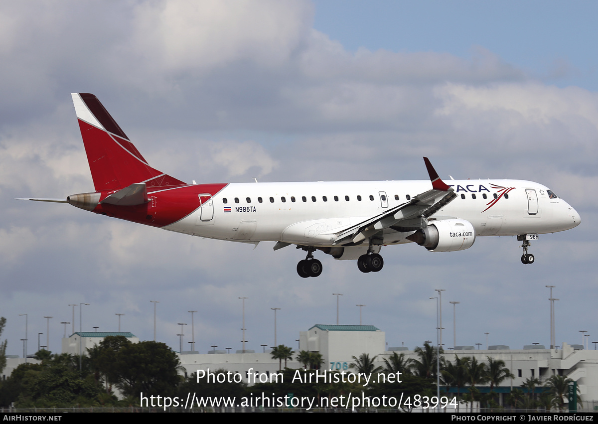 Aircraft Photo of N986TA | Embraer 190AR (ERJ-190-100IGW) | TACA - Transportes Aéreos Centro Americanos | AirHistory.net #483994