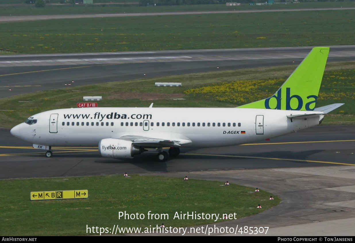 Aircraft Photo of D-AGEK | Boeing 737-3M8 | DBA - Deutsche BA | AirHistory.net #485307