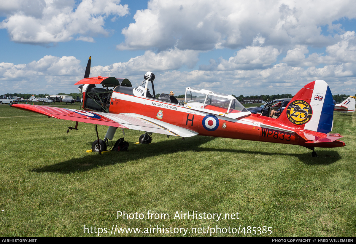 Aircraft Photo of N833WP / WP833 | De Havilland DHC-1 Chipmunk 22 | UK - Air Force | AirHistory.net #485385