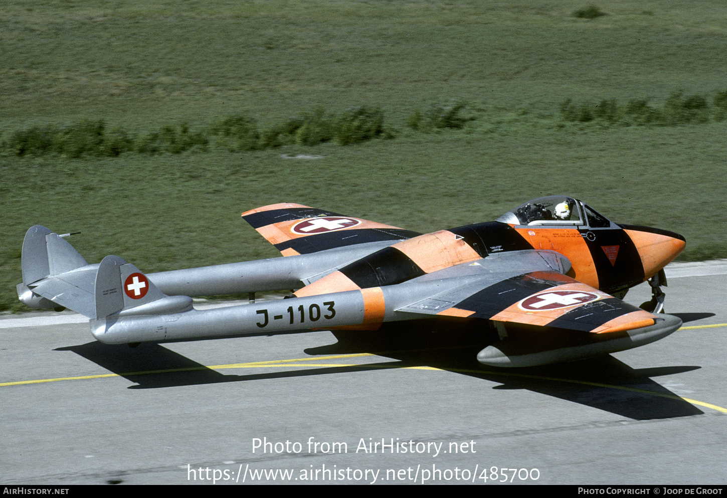 Aircraft Photo of J-1103 | De Havilland D.H. 100 Vampire FB6 | Switzerland - Air Force | AirHistory.net #485700