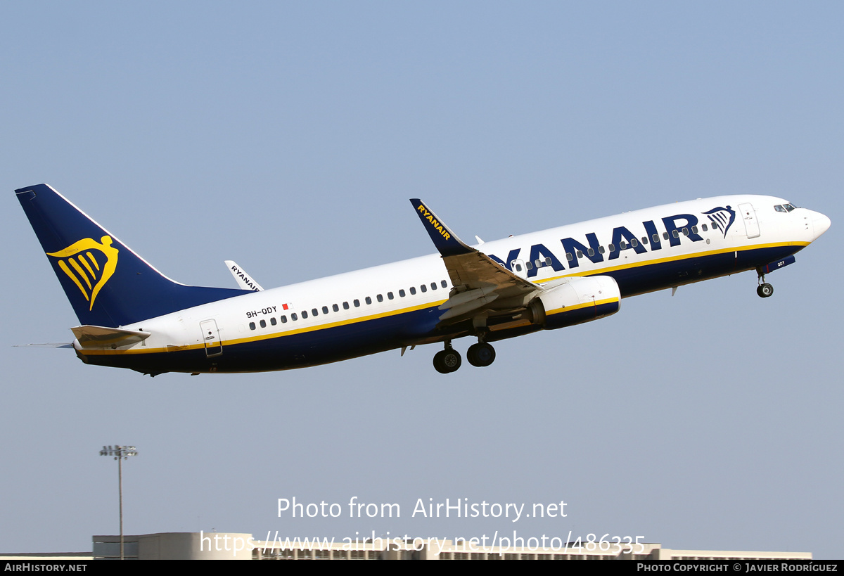 Aircraft Photo of 9H-QDY | Boeing 737-800 | Ryanair | AirHistory.net #486335