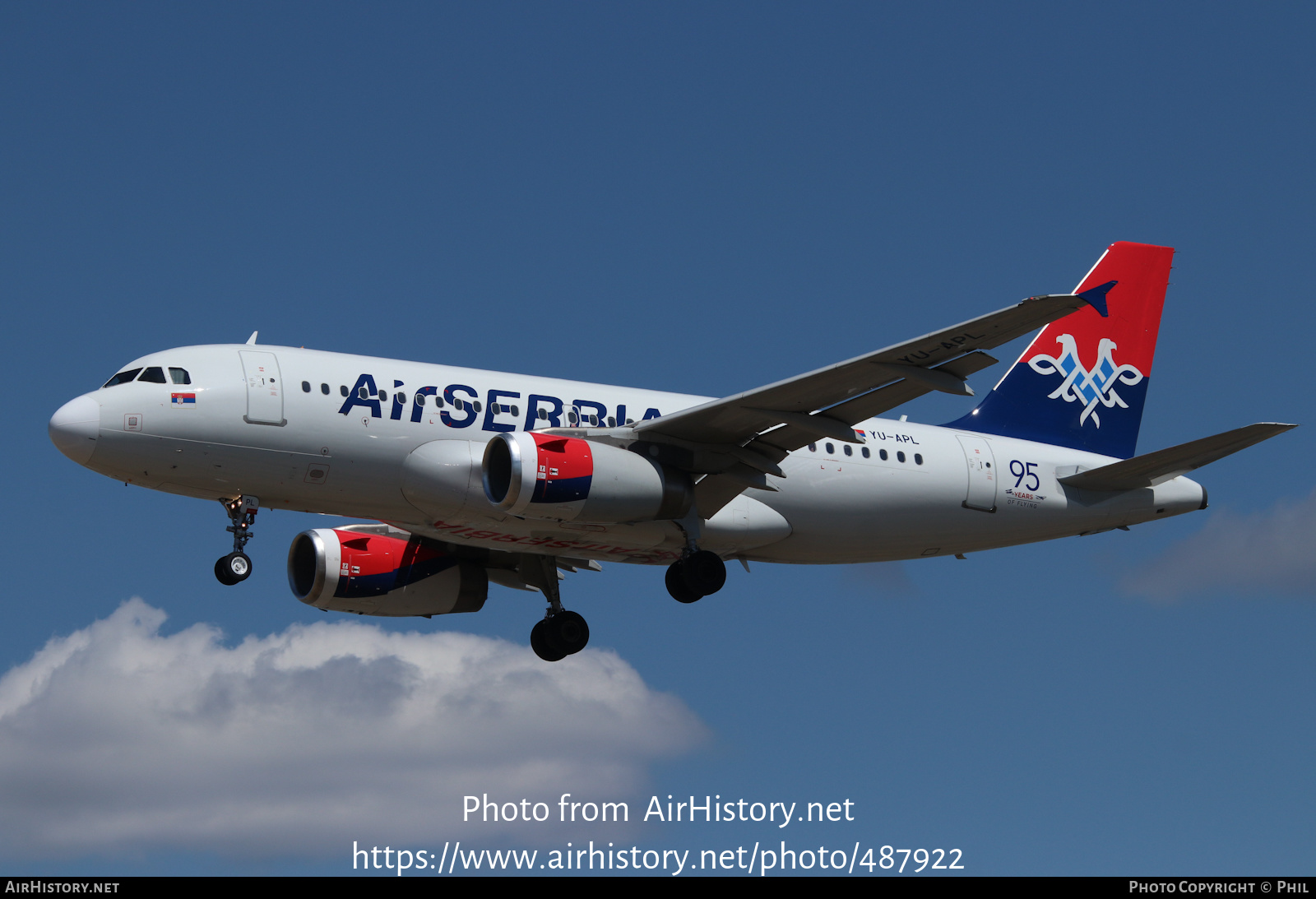 Aircraft Photo of YU-APL | Airbus A319-132 | Air Serbia | AirHistory.net #487922