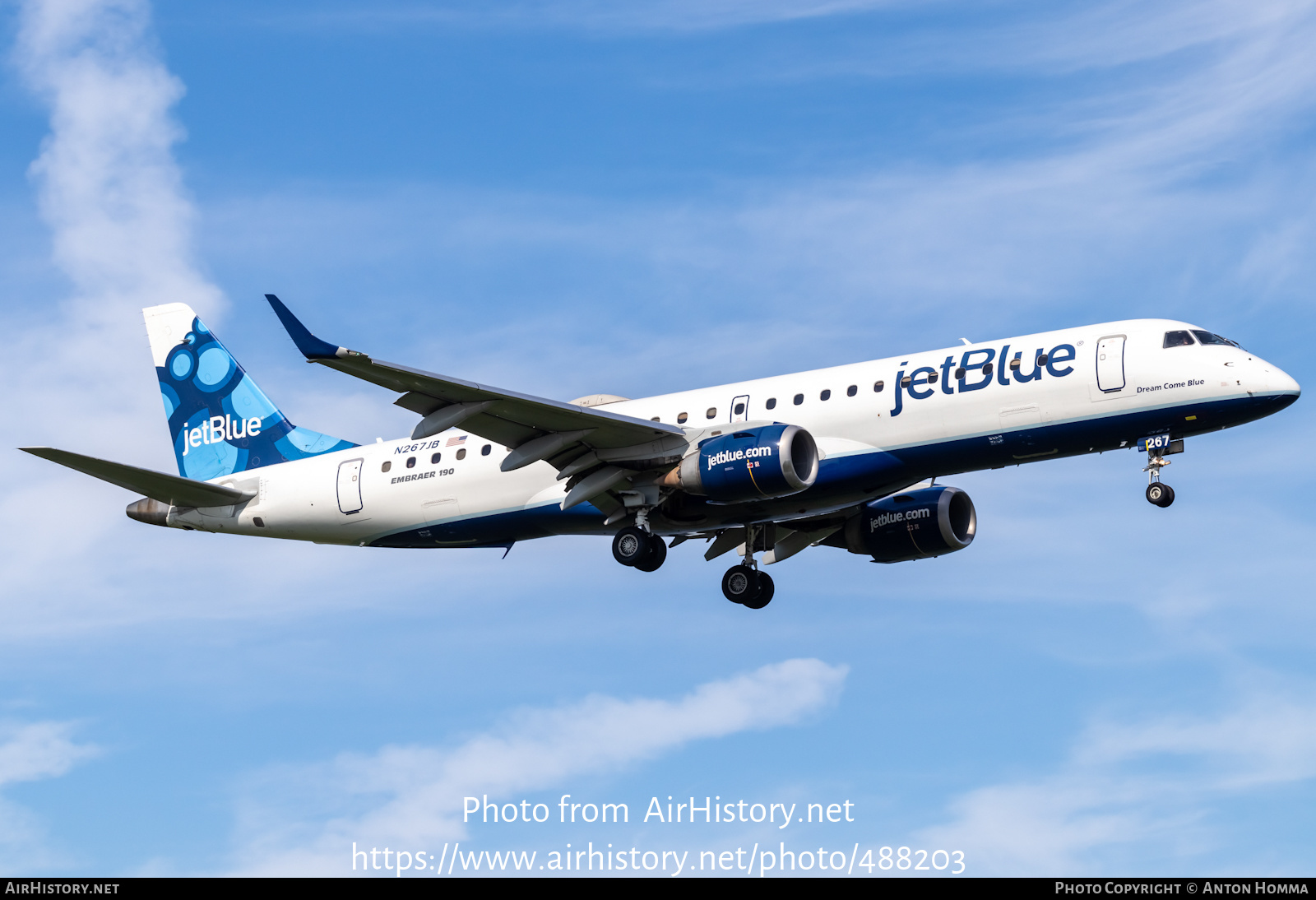 Aircraft Photo of N267JB | Embraer 190AR (ERJ-190-100IGW) | JetBlue Airways | AirHistory.net #488203