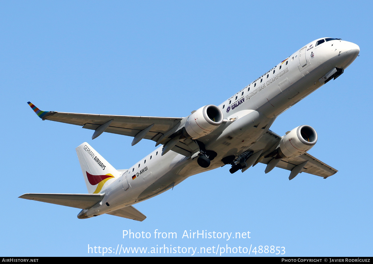 Aircraft Photo of D-AWSI | Embraer 190LR (ERJ-190-100LR) | German Airways | AirHistory.net #488853