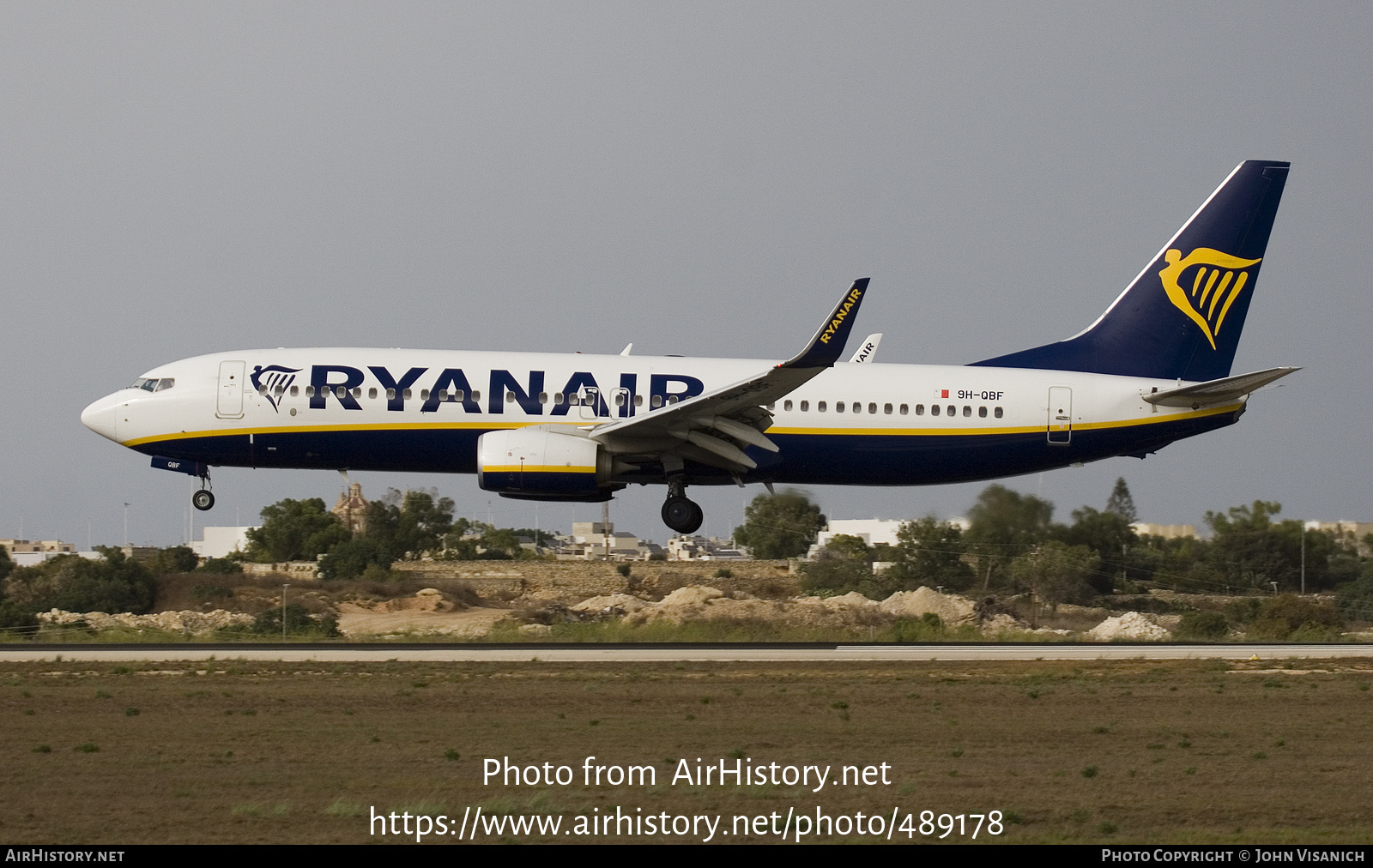 Aircraft Photo of 9H-QBF | Boeing 737-800 | Ryanair | AirHistory.net #489178