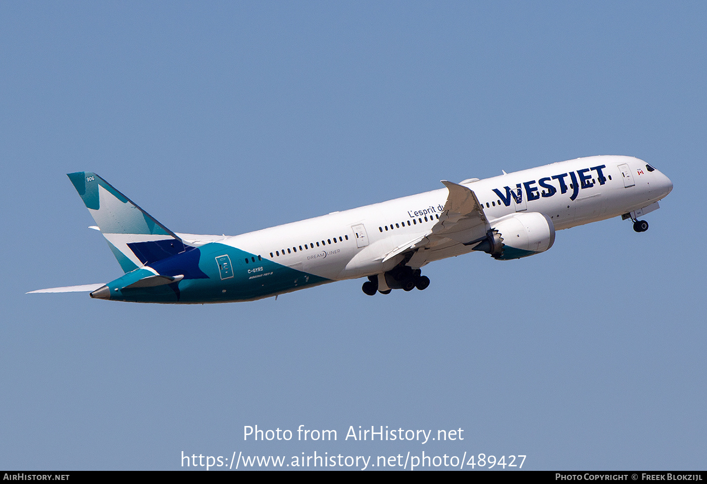 Aircraft Photo of C-GYRS | Boeing 787-9 Dreamliner | WestJet | AirHistory.net #489427