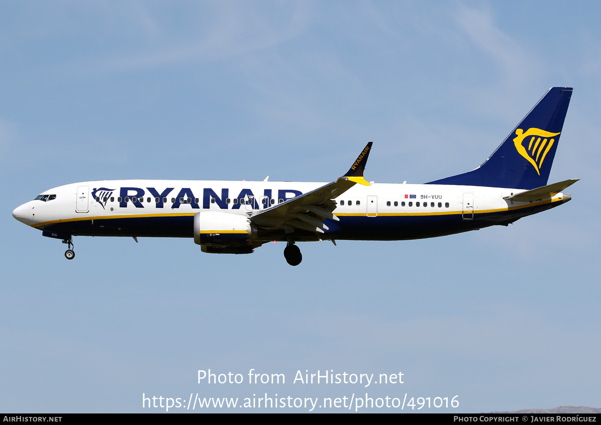 Aircraft Photo of 9H-VUU | Boeing 737-8200 Max 200 | Ryanair | AirHistory.net #491016