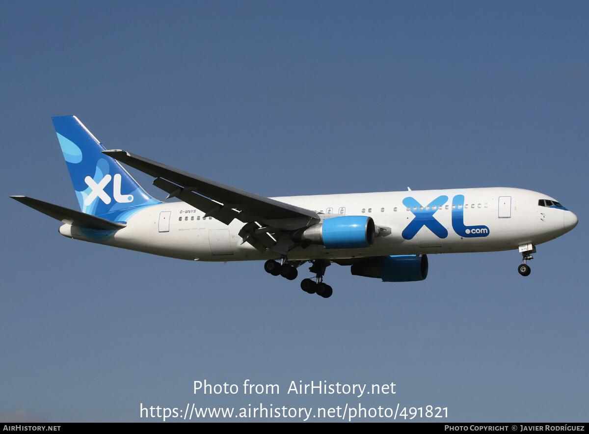 Aircraft Photo of G-BNYS | Boeing 767-204/ER | XL Airways | AirHistory.net #491821