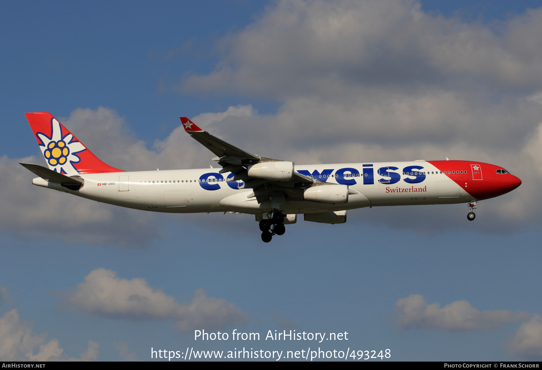 Aircraft Photo of HB-JMD | Airbus A340-313 | Edelweiss Air | AirHistory.net #493248