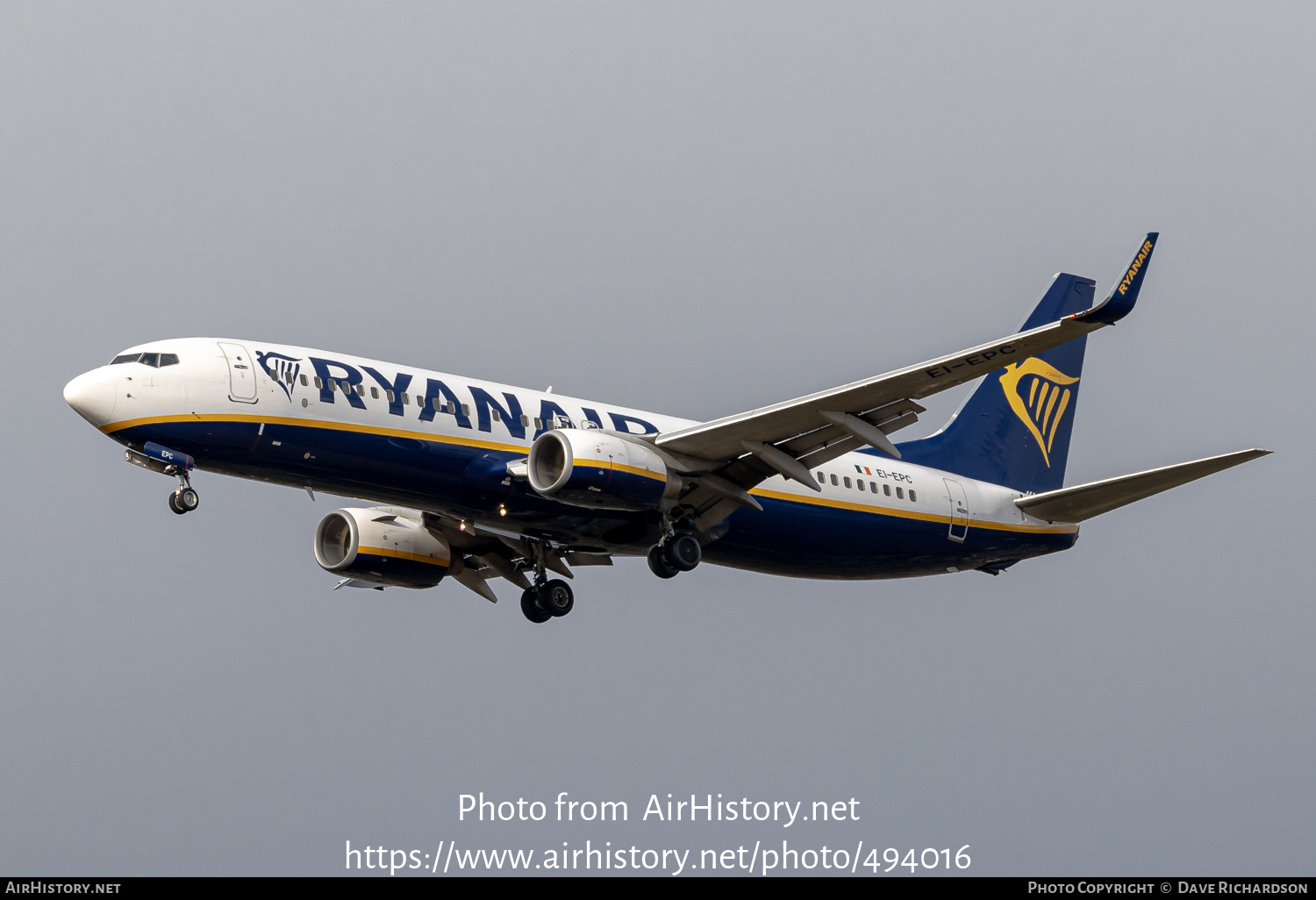 Aircraft Photo of EI-EPC | Boeing 737-8AS | Ryanair | AirHistory.net #494016