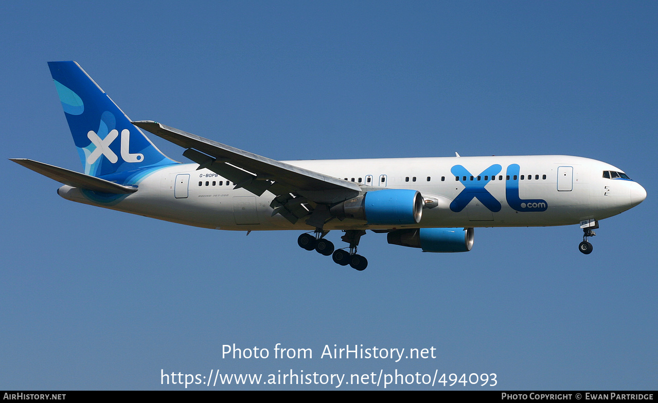 Aircraft Photo of G-BOPB | Boeing 767-204 | XL Airways | AirHistory.net #494093