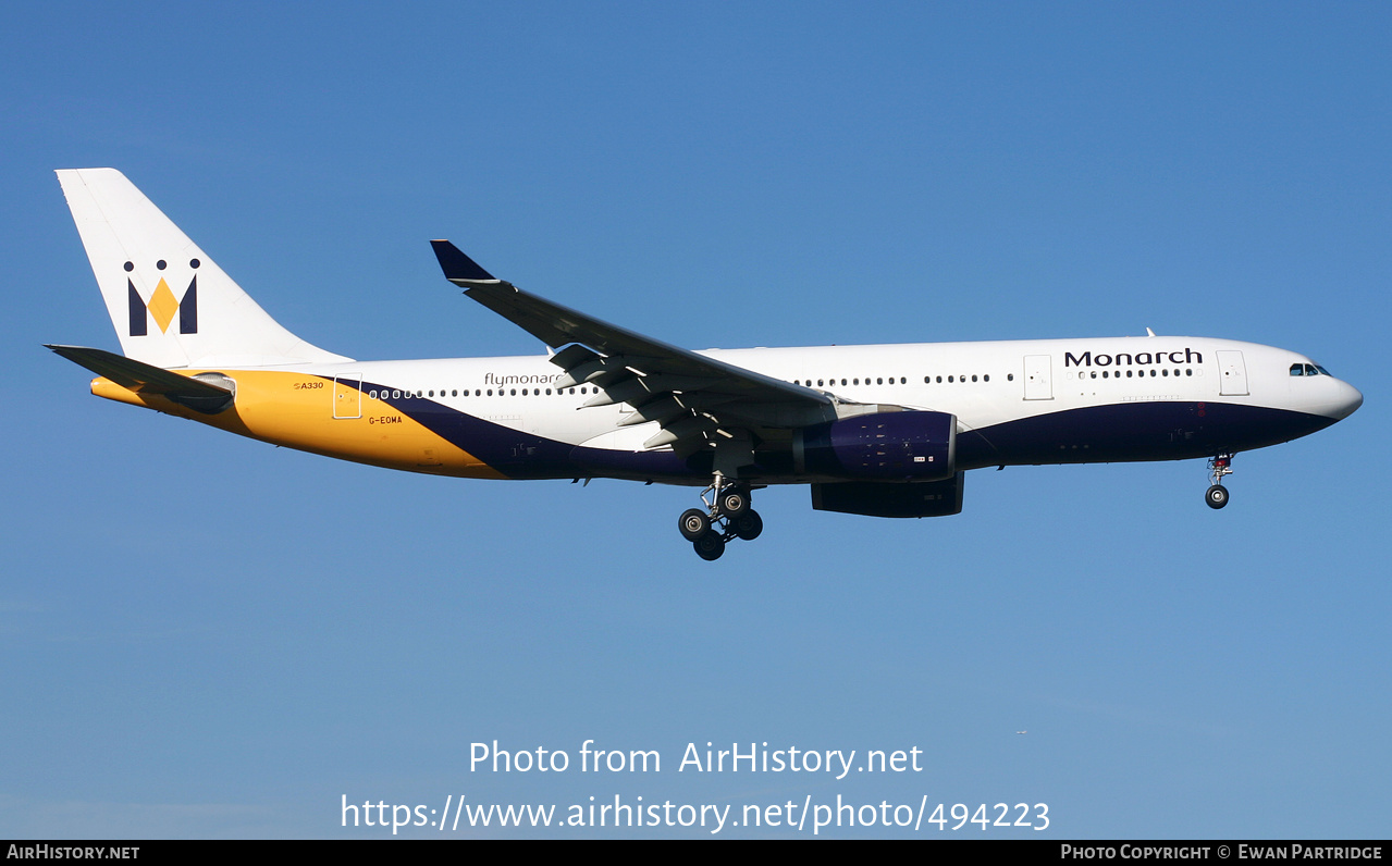 Aircraft Photo of G-EOMA | Airbus A330-243 | Monarch Airlines | AirHistory.net #494223