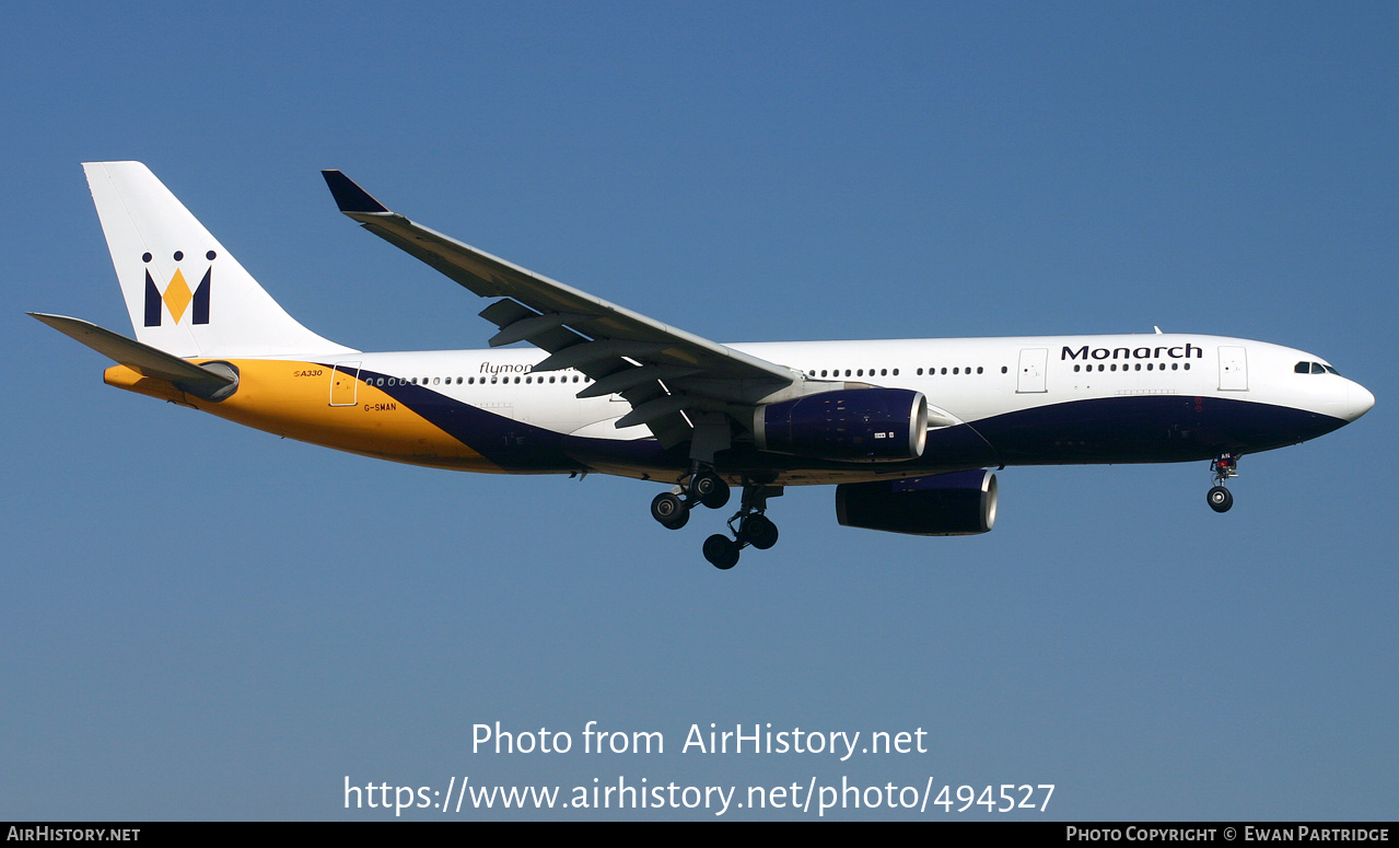 Aircraft Photo of G-SMAN | Airbus A330-243 | Monarch Airlines | AirHistory.net #494527