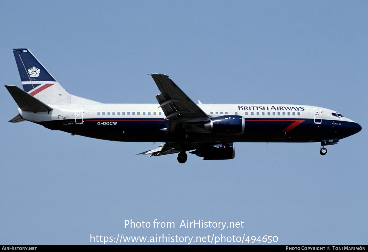 Aircraft Photo of G-DOCW | Boeing 737-436 | British Airways | AirHistory.net #494650