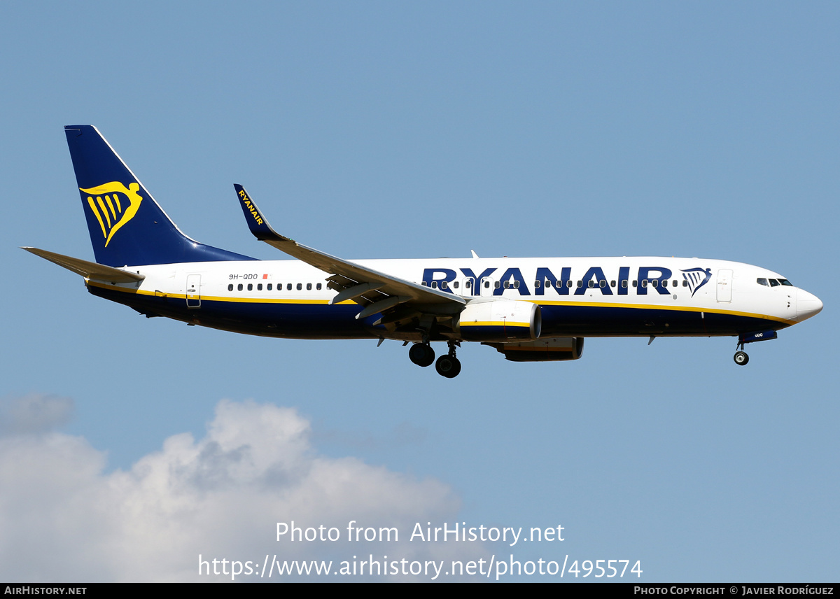 Aircraft Photo of 9H-QDO | Boeing 737-800 | Ryanair | AirHistory.net #495574