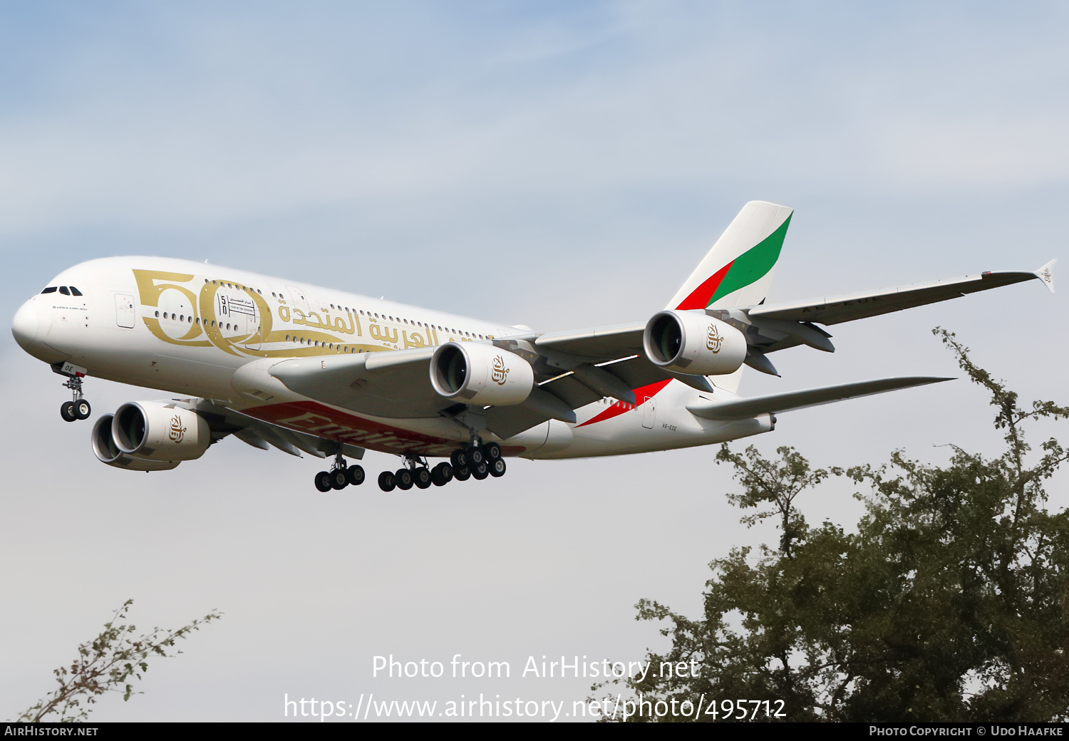 Aircraft Photo of A6-EOE | Airbus A380-861 | Emirates | AirHistory.net #495712