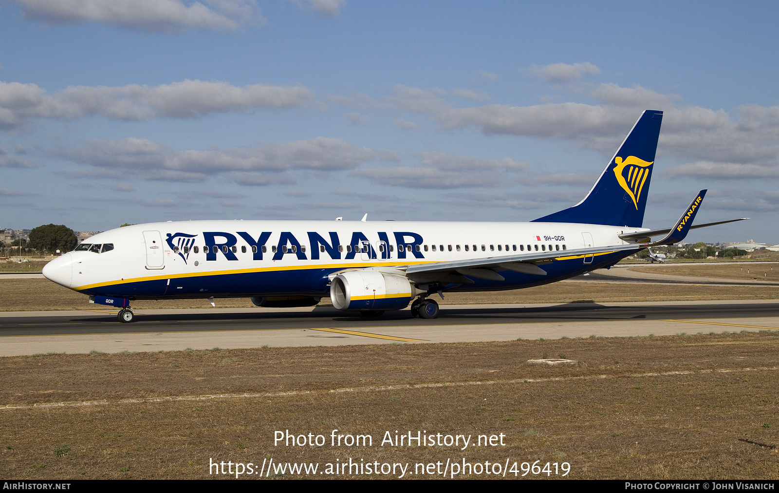 Aircraft Photo of 9H-QDR | Boeing 737-800 | Ryanair | AirHistory.net #496419