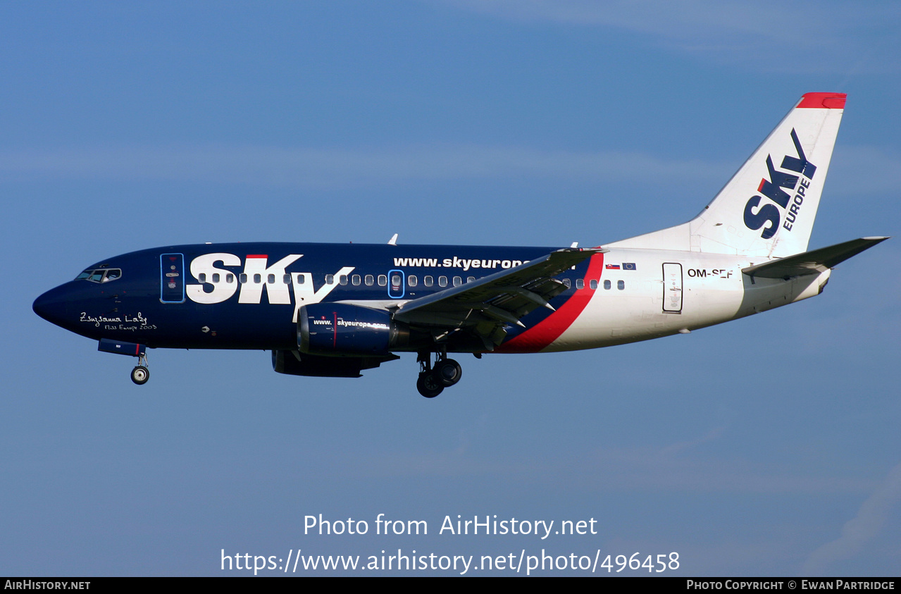 Aircraft Photo of OM-SEF | Boeing 737-5Y0 | SkyEurope Airlines | AirHistory.net #496458