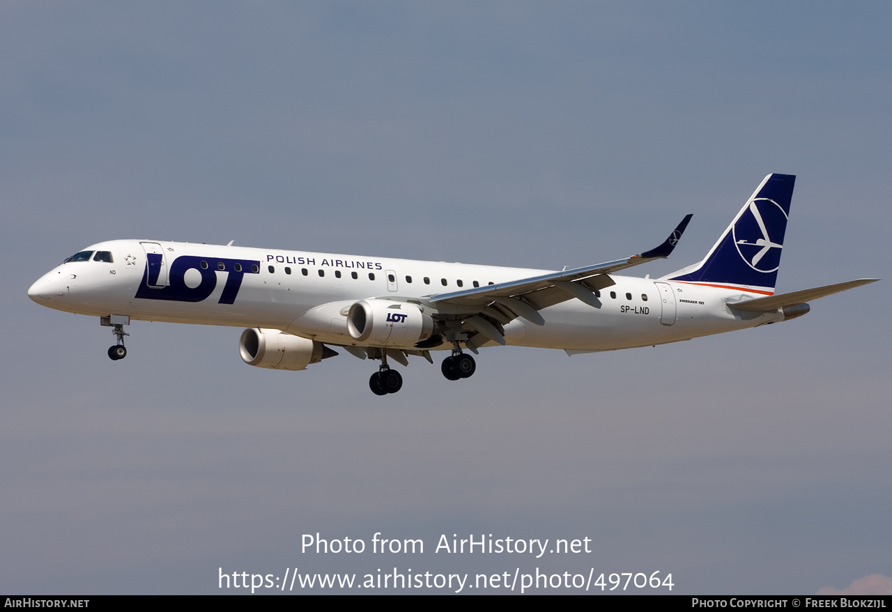 Aircraft Photo of SP-LND | Embraer 195LR (ERJ-190-200LR) | LOT Polish Airlines - Polskie Linie Lotnicze | AirHistory.net #497064