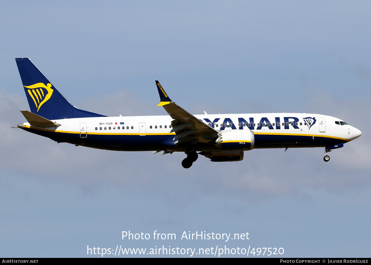 Aircraft Photo of 9H-VUS | Boeing 737-8200 Max 200 | Ryanair | AirHistory.net #497520