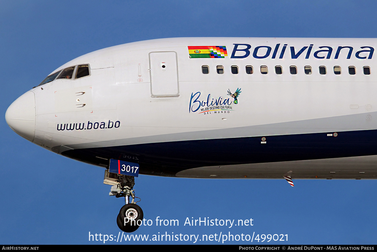 Aircraft Photo of CP-3017 | Boeing 767-328/ER | Boliviana de Aviación - BoA | AirHistory.net #499021