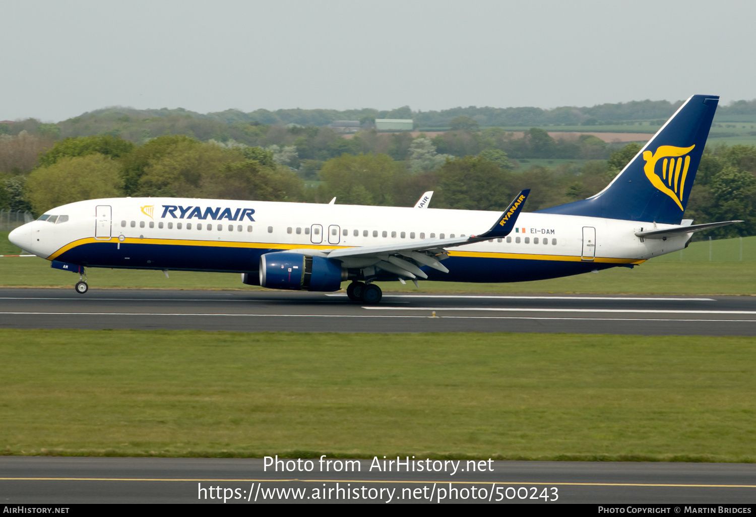 Aircraft Photo of EI-DAM | Boeing 737-8AS | Ryanair | AirHistory.net #500243