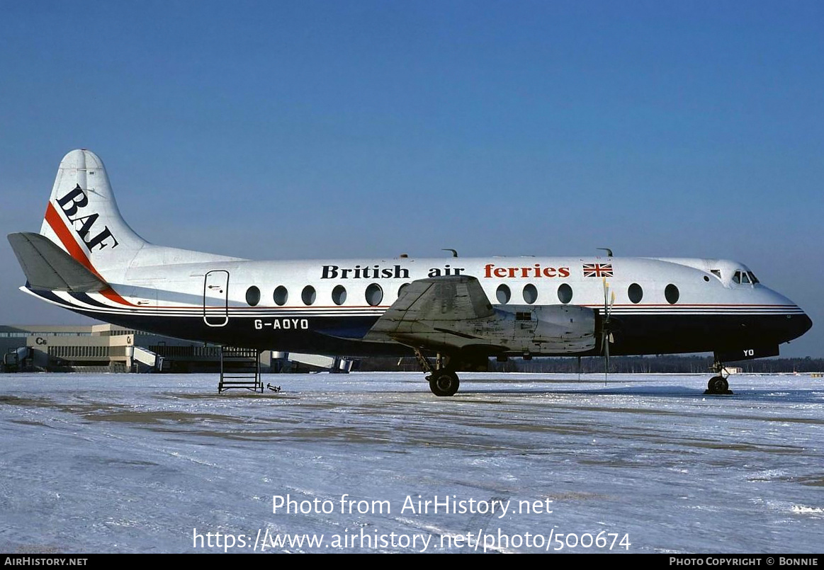 Aircraft Photo of G-AOYO | Vickers 806 Viscount | British Air Ferries - BAF | AirHistory.net #500674