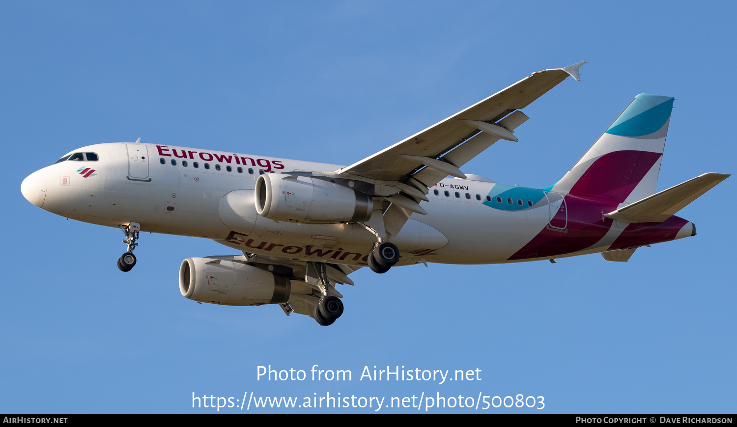 Aircraft Photo of D-AGWV | Airbus A319-132 | Eurowings | AirHistory.net #500803