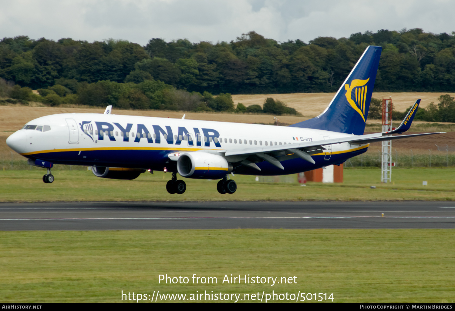 Aircraft Photo of EI-DYZ | Boeing 737-8AS | Ryanair | AirHistory.net #501514