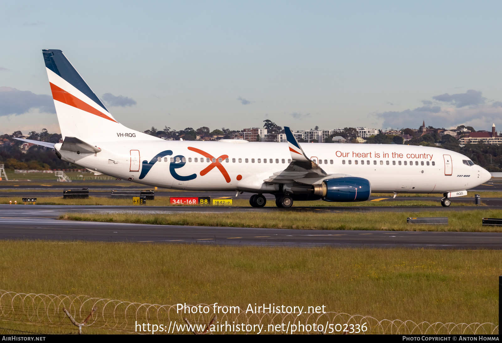 Aircraft Photo of VH-RQG | Boeing 737-8FE | REX - Regional Express | AirHistory.net #502336