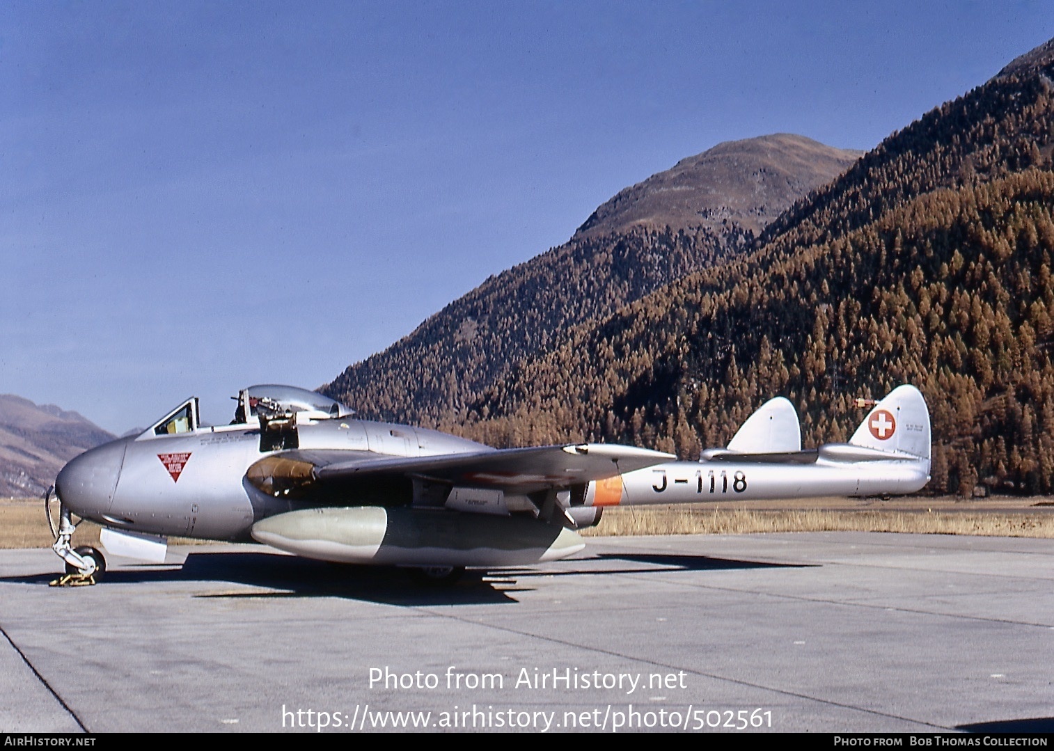 Aircraft Photo of J-1118 | De Havilland D.H. 100 Vampire FB6 | Switzerland - Air Force | AirHistory.net #502561