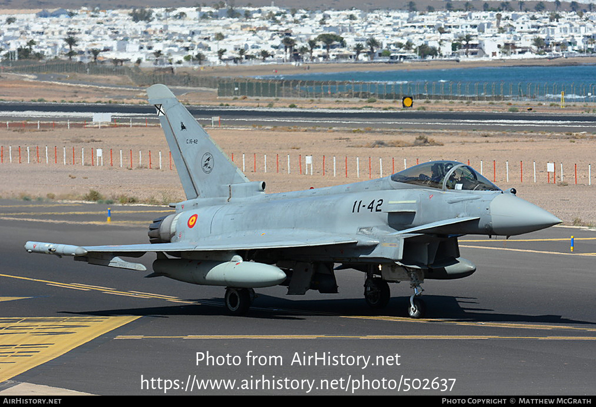 Aircraft Photo of C.16-42 | Eurofighter EF-2000 Typhoon | Spain - Air Force | AirHistory.net #502637