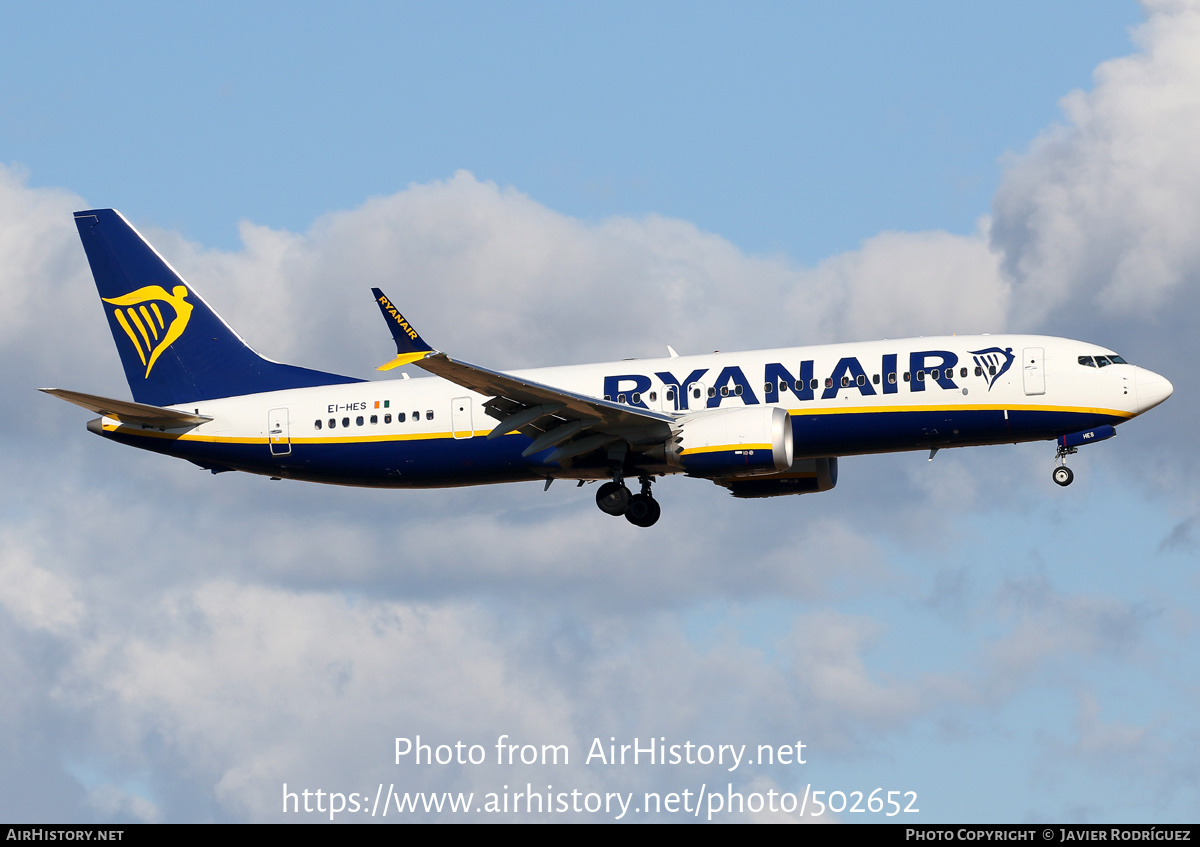 Aircraft Photo of EI-HES | Boeing 737-8200 Max 200 | Ryanair | AirHistory.net #502652