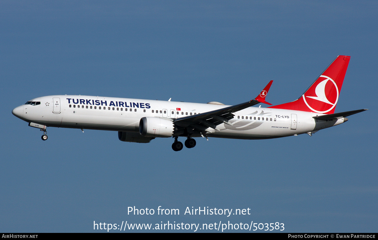 Aircraft Photo of TC-LYD | Boeing 737-9 Max 9 | Turkish Airlines | AirHistory.net #503583