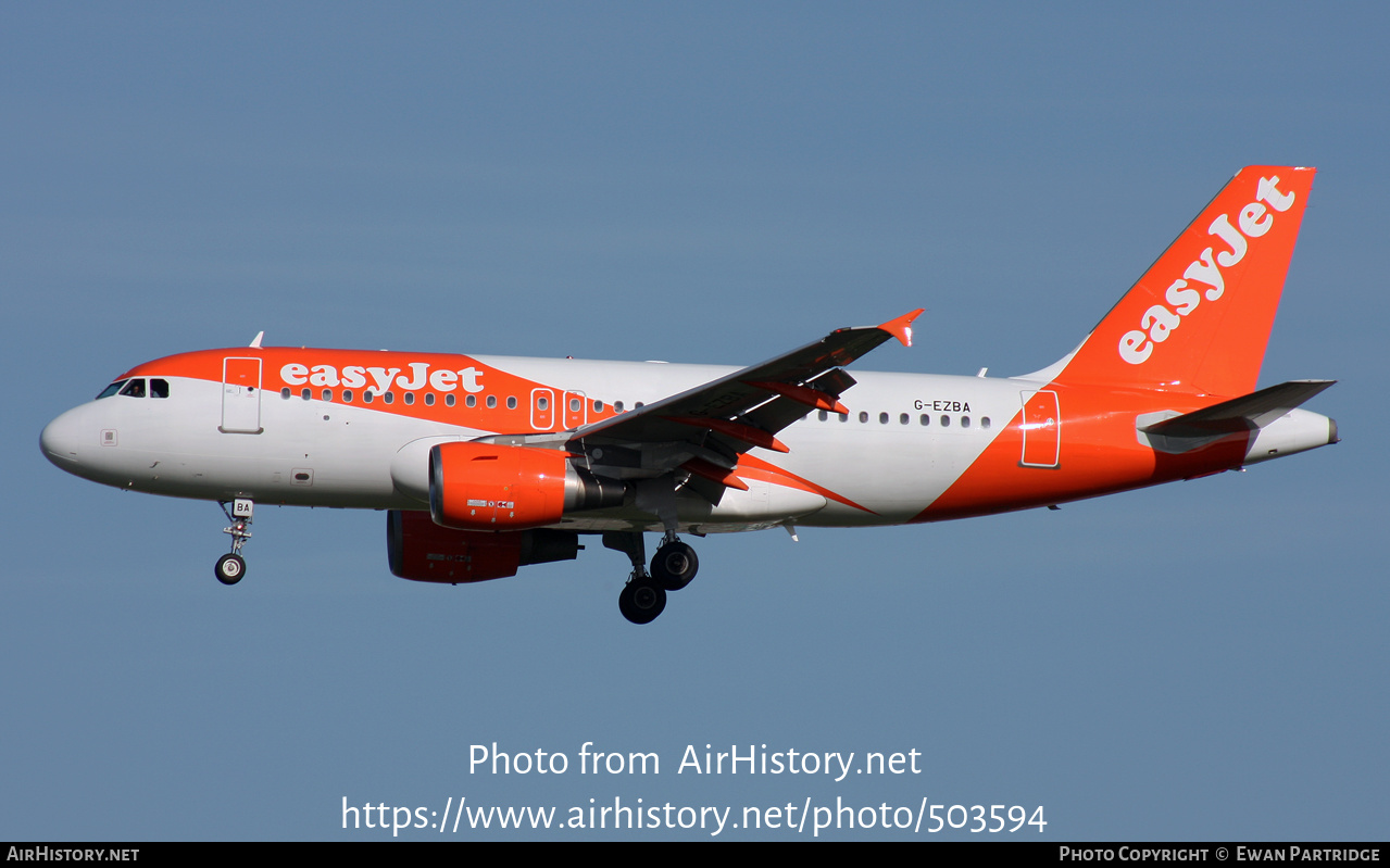 Aircraft Photo of G-EZBA | Airbus A319-111 | EasyJet | AirHistory.net #503594