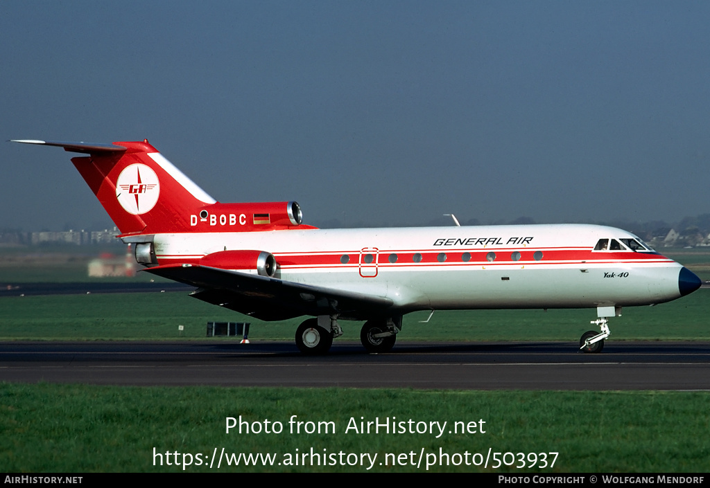 Aircraft Photo of D-BOBC | Yakovlev Yak-40FG | General Air | AirHistory.net #503937