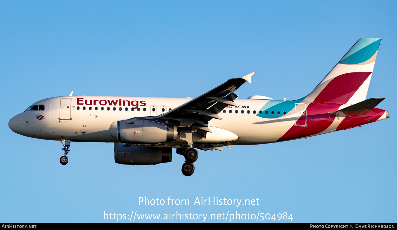 Aircraft Photo of D-AGWA | Airbus A319-132 | Eurowings | AirHistory.net #504984