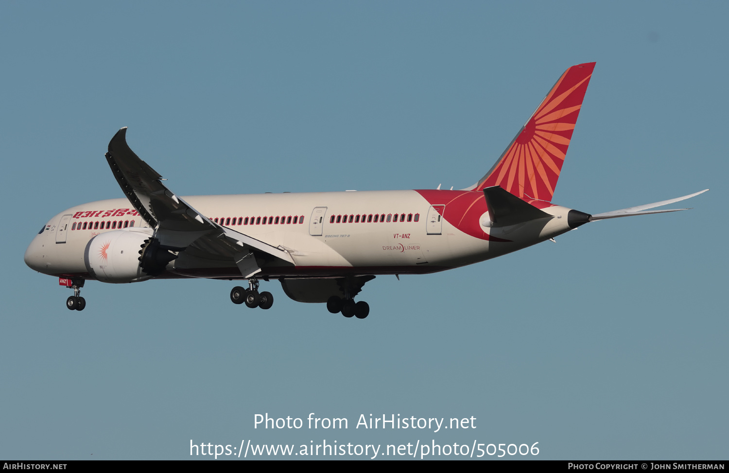 Aircraft Photo of VT-ANZ | Boeing 787-8 Dreamliner | Air India | AirHistory.net #505006