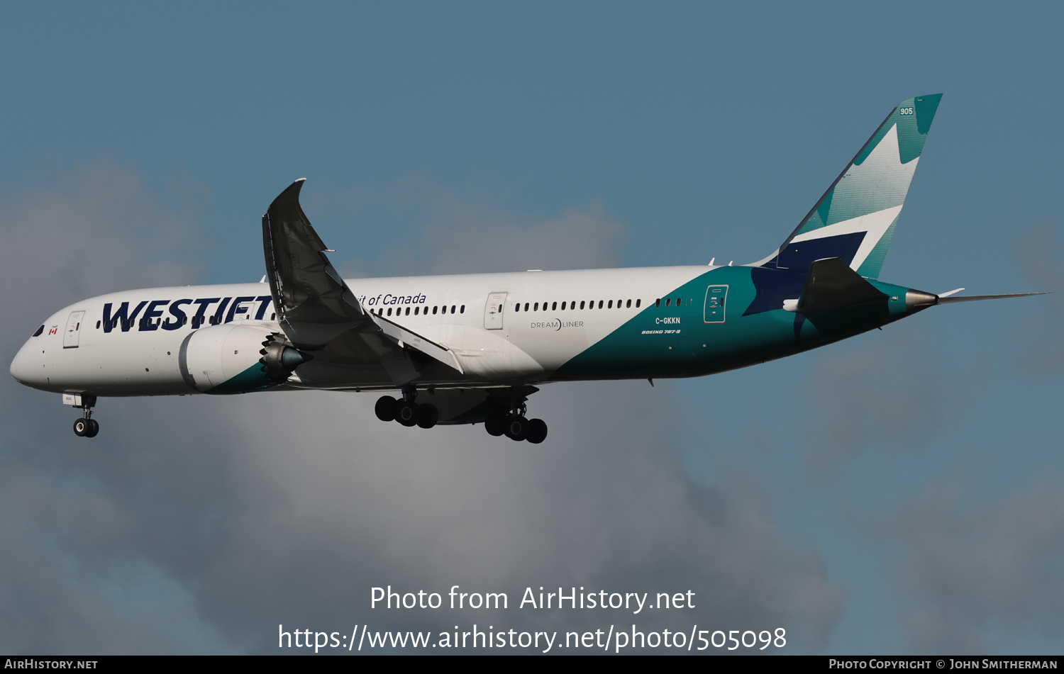 Aircraft Photo of C-GKKN | Boeing 787-9 Dreamliner | WestJet | AirHistory.net #505098