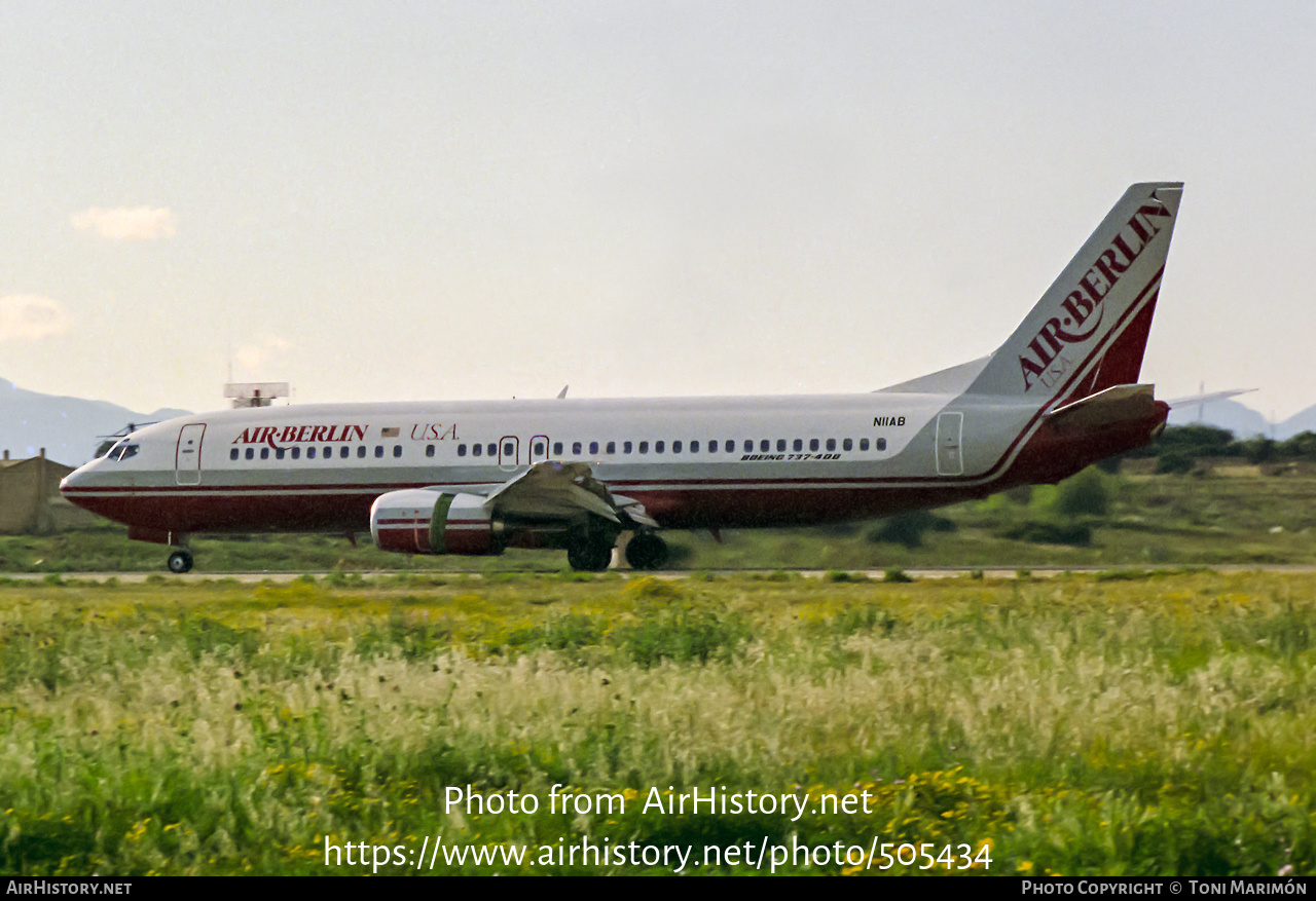 Aircraft Photo of N11AB | Boeing 737-4K5 | Air Berlin USA | AirHistory.net #505434